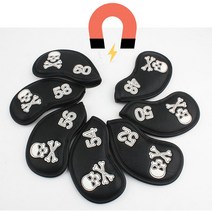 웨지커버 자석 해골 골프 52 56 60도 샌드 블랙 가죽, 캠프빌리지 48도