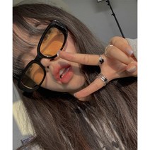 [힙블리] Black&Yellow 스트릿 무드 레트로 뿔테 안경 틴트 선글라스