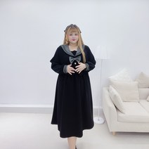 드레스 빅사이즈 롱 여자 루즈핏 원피스 브이넥 데이트 뚱뚱한 투피스 통통녀 패션