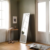 레노 우드 거치형 스탠드 슬림 전신거울, 화이트