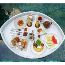 빌라 수영장 물 플로팅 쟁반 트레이 호텔 소품 사진, 잎 흰색 80x60