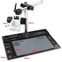 다기능 작업대 알루미늄 합금 워크 벤치 큰 크기 스테레오 현미경 스탠드 76mm 포커스 홀더 테이블 작업 전화 수리, A set white
