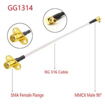 유니파잉1PC MMCX to SMA/RPSMA 암 플랜지 패널 마운트 RG316 Pigtail FPV 안테나 연장 코드 TBS Unify Pan, 03 MMCX M90 to SMA  F_03 15CM