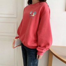 캐주얼 커플 캐릭터 겨울기모 맨투맨 티 데이트 10대