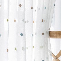다채로운 원형 자수 쉬어 커튼 거실 흰색 창 화면 코튼 린넨 침실 얇은 명주 그물 ZH035-5