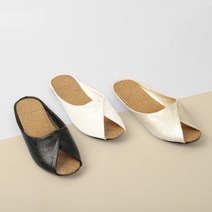 위하우스 여성 만두 라탄 가벼운 거실화 명품 실내화 사무실 뮬 슬리퍼, 블랙