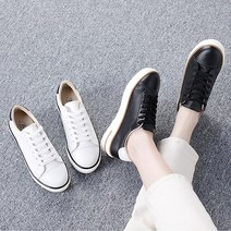 준디자인 여성 소가죽 스니커즈 통굽 수제 슬립온 운동화 쿠션 캠퍼스화 캔버스화 신발 굽있는 굽높은