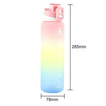 2000ML 수신 거부 짚 스포츠 병 시간 알림 규모 서리로 덥은 공간 컵 누출 방지 안티 휘트니스 체육관 물 D, 한개옵션1, 04 Pink 1000ML