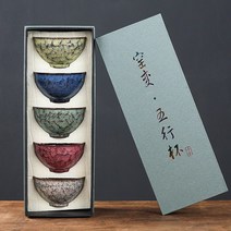 ZunWu (국내배송) 전통고풍찻잔 오행배 가마변 도자기 다기세트 5종세트, 5개