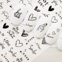 레터링 하트 젤 네일아트 셀프네일 스티커, 035레터링, 1개
