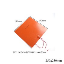 실리콘 가열 패드 사각형 고무 열 오일 엔진 탱크 매트 플레이트 연료 물 방수 3D 프린터 5V 12V 24V 36V 4, 15 250x250mm_04 36V or 48V