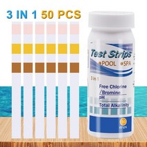 50 pcs 수질 3456-in-1 수영장 테스트 용지 잔류 염소 ph 값 알칼리도 경도 테스트 스트립 병, 협동사, 1에서 3