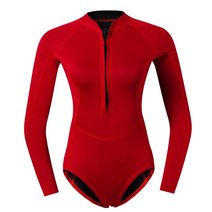 프리다이빙슈트 해녀복 웻 어린이 freediving suit 2mm 네오프렌 잠수복 여성 원피스 긴 소매 스쿠버 다이빙 잠수복 수영복 러쉬 가드, 레드엠