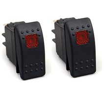 Amarine Made 12v 20 Amp 방수 LED 온오프 보트 해양 SPST 3P 로커 스위치 조명 포함 2팩 (그린), Red