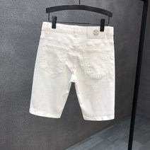 남자크림진 흰색청바지 크림진 코디 화이트데님 흰 아이보리 청바지 거대한 잘 생긴 청소년 데님 반바지 남자 여름 얇은 모델 2023 새로운 여름 남자 흰색 펜타 청바지