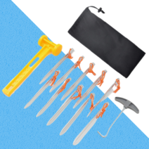 끈달린 텐트고정핀 단조팩 쇠말뚝 팩망치 18cmx10개 세트