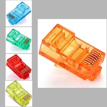 100 개 RJ45 이더넷 케이블 모듈 플러그 네트워크 커넥터 RJ-45 크리스탈 헤드 Cat5 컬러 Cat5e 골드 도금, 05 Mix Colors_01 100 PCS