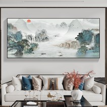 폭포수그림 풍경화 동양화 현관액자 거실 복도 산수화 레스토랑 사무실 개업선물 벽화 장식화, 230x100, 7번