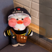 PKTOYS DIY 행운 만화 귀여운샐리 말하는 빵빵덕오리 인형 옷 애착인형 크리스마스 명절 선물, 카우보이 벨트 바지 카우보이 모자 검은, 흰 오리 30cm [없음 기능]