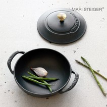 마리슈타이거 무쇠주물냄비 컬러 미니웍 18cm 무쇠뚜껑, 베이비웍18cm(무쇠뚜껑) 블랙(BEST)