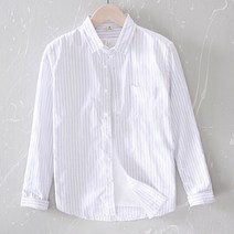 면 스트라이프 난방 민트색 Y 남자 논아이론 셔츠 린넨 파란색 여성 삼색 오버핏 빅사이즈 남성