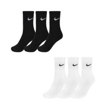 나이키 나이키 양말 밸류 쿠션 크루삭스 3개입 블랙/화이트 2종 택1, S(220-240)