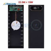 듀얼 USB 10x18650 보조베터리 케이스 휴대 전화 빠른 충전기 스토리지 DIY 쉘 디지털 디스플레이 18650 배터리 홀더 충전 상자, [04] 22.5W White