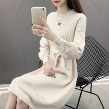 연핑크니트 핫핑크 인디핑크 미디 니트 스커트 무릎까지 오는 원피스 가을 겨울 루즈한