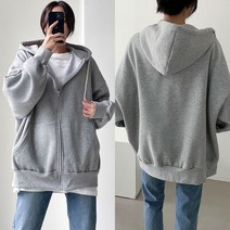 나니까 오버핏 기모 후드 집업 커플 트레이닝 가오리 가디건