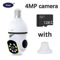 전구 카메라 보안 홈 감시 스포트라이트 E27 360 도 파노라마 무선 8MP IP, 4MP CAM 128g_미국 플러그