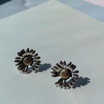 그린레몬 실버925 페미닌 해바라기 꽃 투톤 골드필드 귀걸이