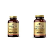 SOLGAR BCOMPLEX 100 100 식물성 캡슐 심장 건강 신경계 비타민 D3콜레칼시페롤로 250 MCG10000 IU 120 소, 한 사이즈, 단색