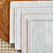 꽃비 강화 자수소창행주 4개 Set (정련되어 바로 사용하는 행주), 청록2장+인디핑크 2장