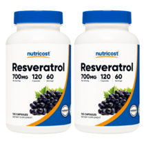 Nutricost Resveratrol 700mg 뉴트리코스트 레스베라트롤 120캡슐 2병, 2통
