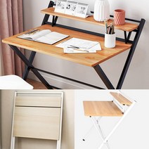 접이식 철제 선반 책상 (80CM) (블랙우드) 작업탁자 카페작업대 원룸컴퓨터책상