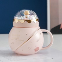 ZT 머그컵 세라믹컵 커피잔, 조경별 컵 핑크, 선물세트(480ML+경관커버)