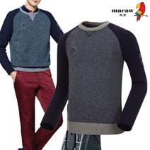 [마코 SALE] (남성)모혼방 래글런 배색 라운드 니트_MHM4SW61