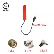ZQTMAX 2G 3G 4G 안테나 LTE 패치 SMA CRC9 TS9 커넥터 데이터 셀룰러 신호 증폭기 라우터 모뎀 3m 또는 5m 케이블 포함, TS9 5M