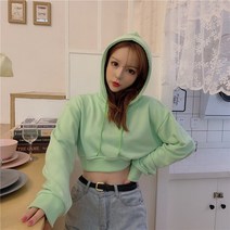 Ogfaour크롭 후드 집업 미니 후드티 이쁜곳 허리 노출 배꼽티