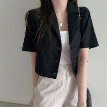 컬러 반팔 코튼 린넨 정장 블레이저 년 여름 신제품 기질 짧은 재킷