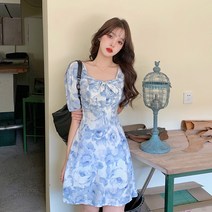 샤오중 조거 슬림 초선녀 도라지 티타임 원피스 미나토 패션 웹홍심기 플라워 숏스커트 여름