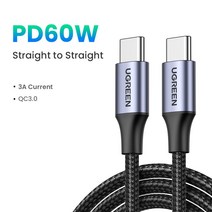UGREEN-PD100W USB C to C 타입 고속 충전 케이블 샤오미 삼성 맥북 아이패드 5A 휴대폰 코드, [03] 60W Metal Grey, [03] 05m