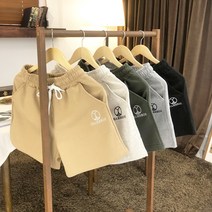 챔브로스 여성 자수 5부 밴딩 면 트레이닝 반바지