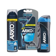 Arko Men T3 Pro 3블레이드 면도기 3블레이드 쿨 쉐이빙 폼 200 ml 쿨 쉐이빙 쾰른 250 ml 슈퍼 오퍼