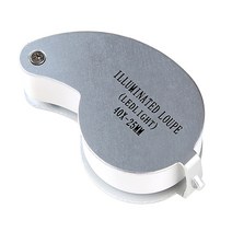 루페 루뻬40X 금속 조명 보석 루프 돋보기 포켓 접이식 눈 루페 LED 및 키 체인 구멍 포함, 한개옵션0