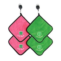 엠엠스포츠 라베 극세사 골프 릴 타올 골프공 수건 4P 1세트, 2.핑크2P+그린2P