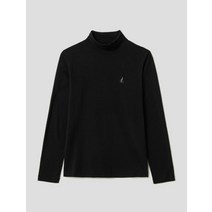 BEAN POLE 그린 블랙 자전거 자수 코튼 터틀넥 티셔츠 2941015