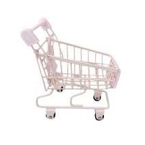 GHSHOP 재미 있은 쇼핑 카트 스토리지 슈퍼마켓 트롤리 미니 숍 쇼핑 트롤리 장난감을 밀기 쉬운 3 세 이상 유아, 11.5cm x 11cm, 금속, 분홍