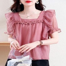 진짜가 나타났다 프릴 공주풍 여름 반팔 세미정장 오피스룩 블라우스