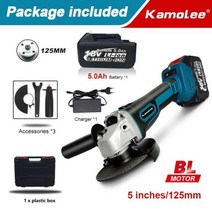 슬라이딩각도절단기 멀티커터기 고속절단기 KamoleeM14 125MM 5 인치 18500RPM 브러시리스 무선 앵글 그라인더 4 단 절단 마끼다 18V 배터리와 호환 가능, One Battery Plastic+125mm EU
